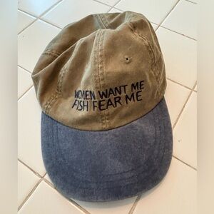 Women want me fish fear me unisex fishing men Blue Embroidered Cap hat outdoor